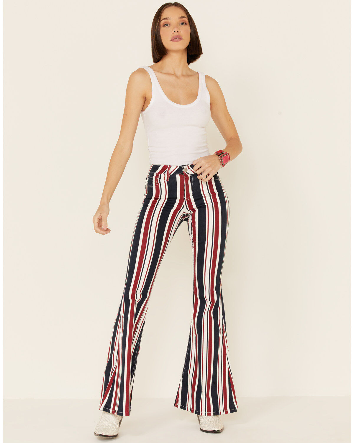 Image #1 - Shyanne Women's American Stripe Flare Leg Jeans, , hi-res