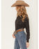 Image #2 - Cowgirl Hardware Girls' Faux Suede Long Sleeve Pearl Snap Stretch Western Shirt, Black, hi-res