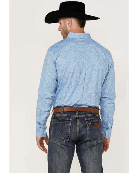 Image #4 - RANK 45® Men's Floater Paisley Print Long Sleeve Button-Down Western Shirt , Blue, hi-res