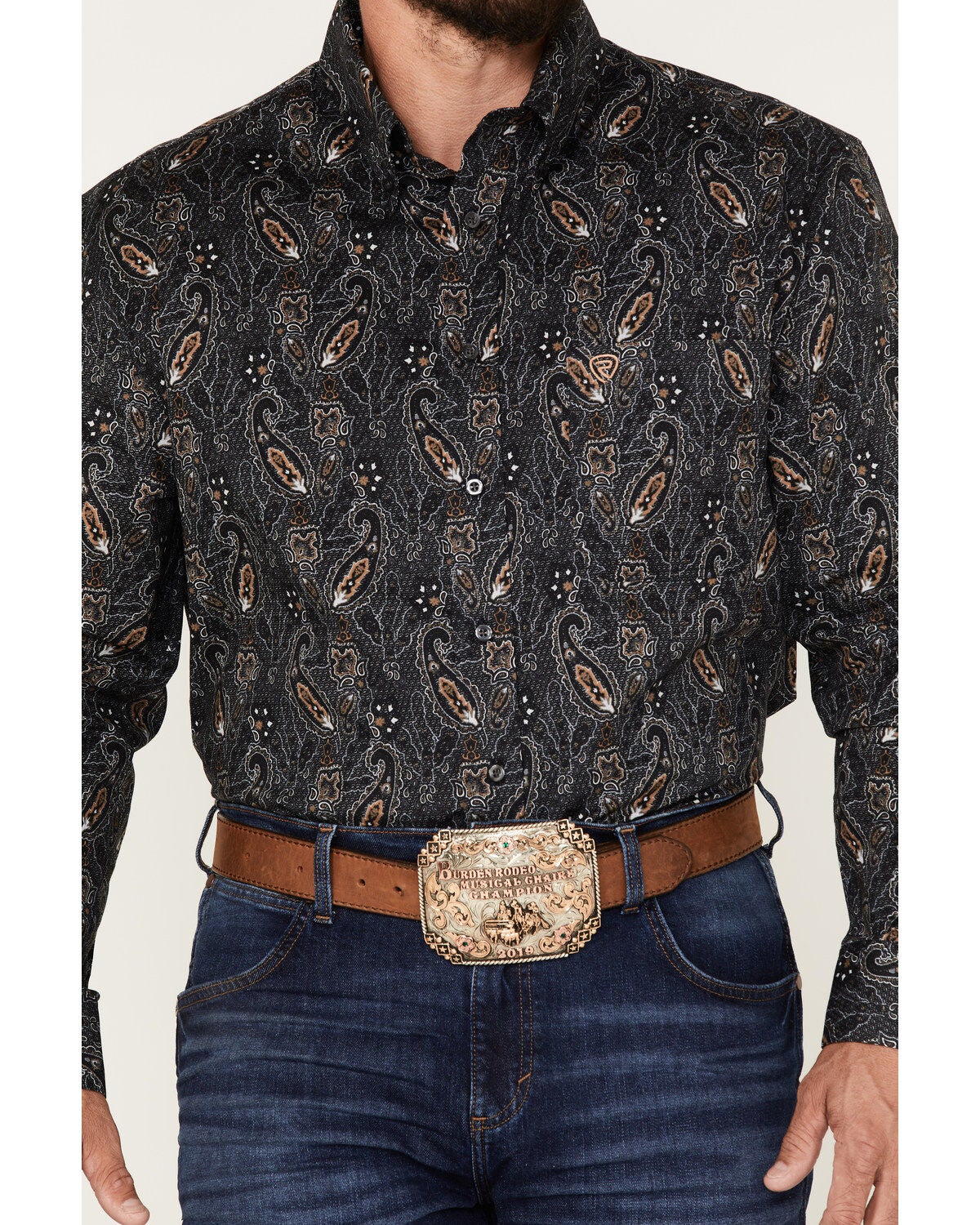 Image #3 - Rock & Roll Denim Men's Paisley Stretch Long Sleeve Button Down Shirt, , hi-res