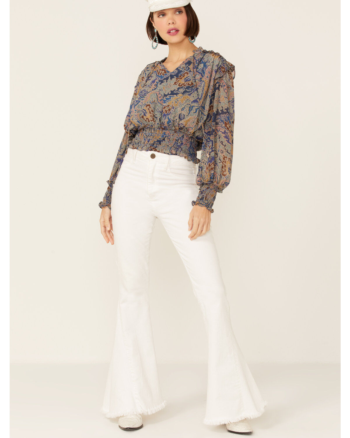 Image #4 - Revel Women's Tapestry Print Smocked Long Sleeve Top, , hi-res