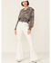 Revel Women's Tapestry Print Smocked Long Sleeve Top, Blue, hi-res