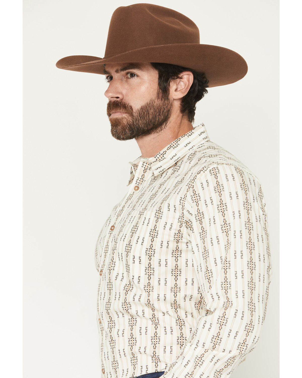 Image #2 - Gibson Trading Co Men's Crosby Southwestern Print Long Sleeve Button-Down Western Shirt, Tan, hi-res