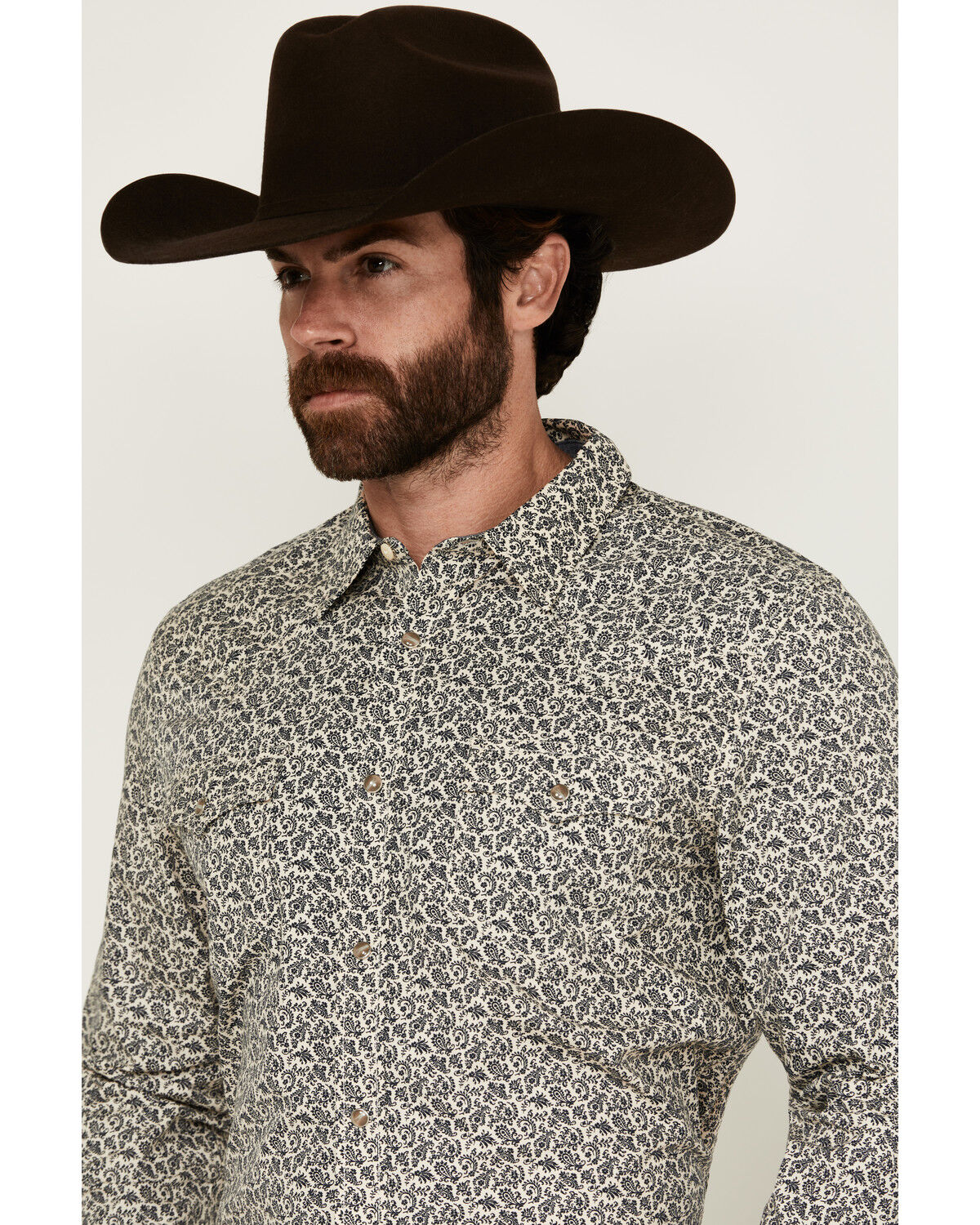 Image #2 - Cody James Men's Hunter Paisley Print Long Sleeve Snap Western Shirt - Big, Cream, hi-res