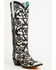 Image #1 - Corral Women's Floral Overlay Sequin Tall Western Boots - Snip Toe, Black/white, hi-res