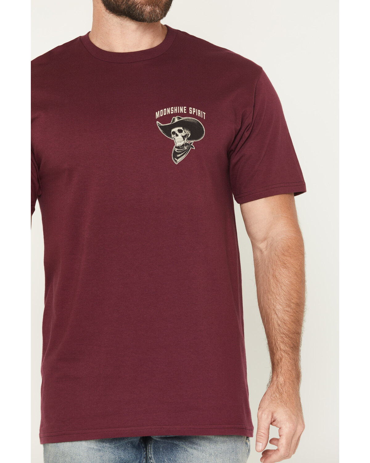 Image #4 - Moonshine Spirit Men's Backwoods Skeleton Short Sleeve Graphic T-Shirt, Burgundy, hi-res