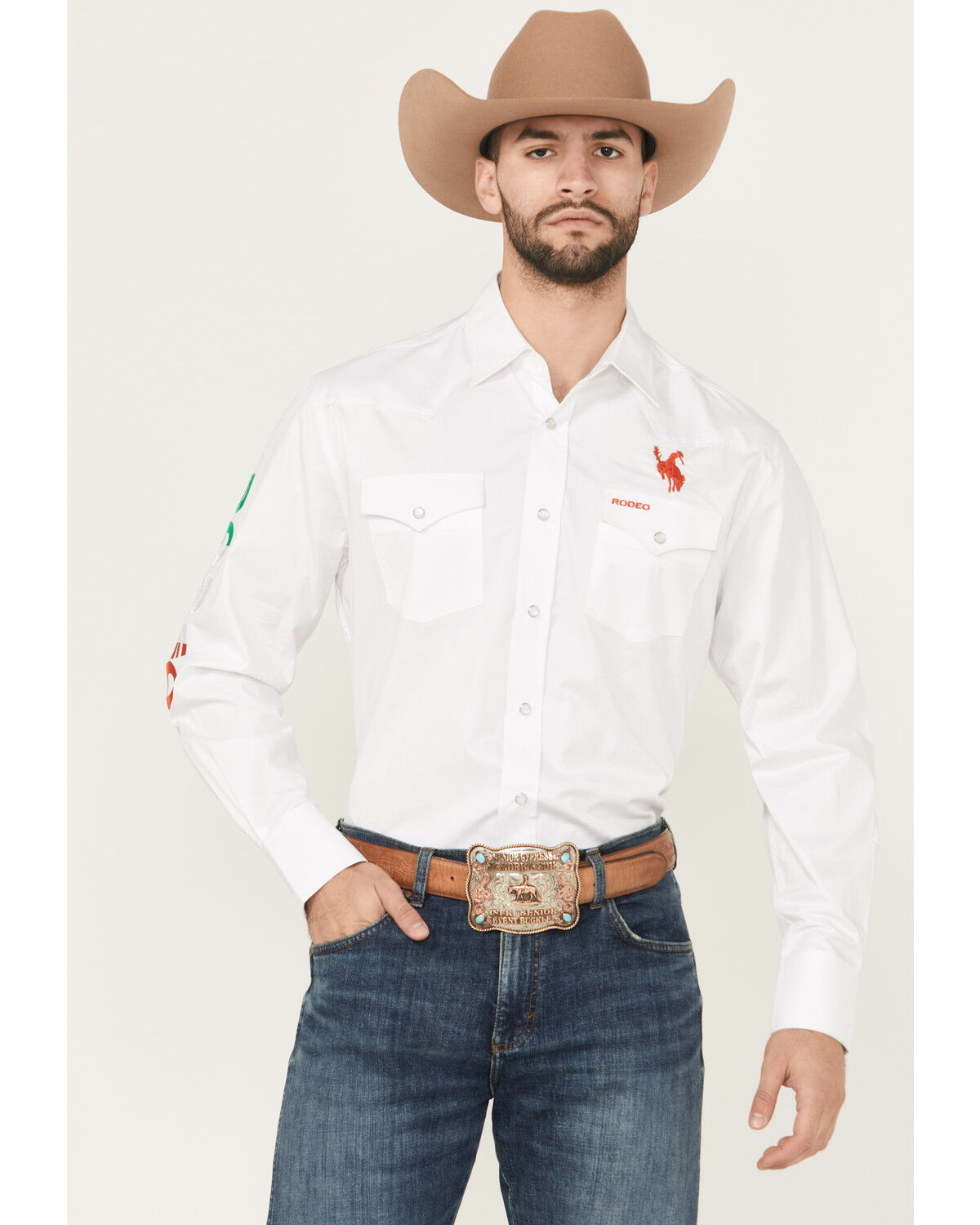 Product Name:  Rodeo Clothing Men's Boot Barn Exclusive Mexico Solid Long Sleeve Pearl Snap Western Shirt
