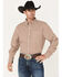 RANK 45 Men's Stirrup Geo Print Long Sleeve Western Button Down Shirt , Light Red, hi-res