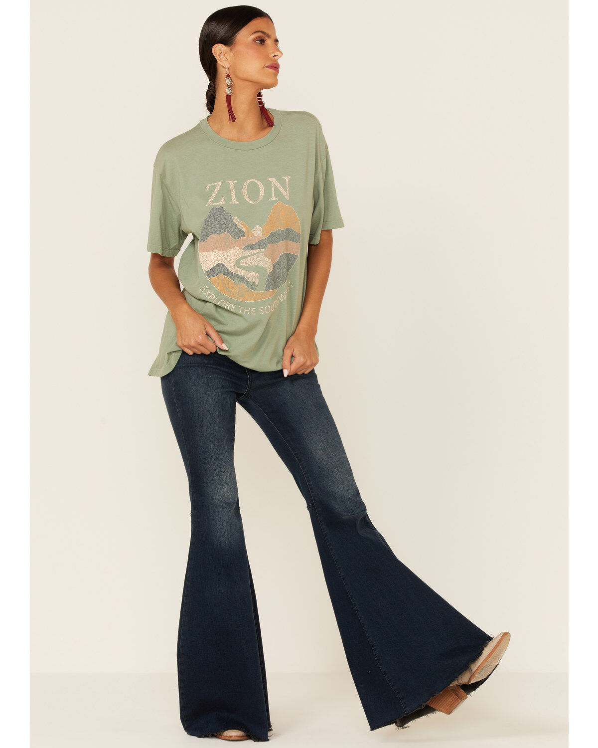 Image #3 - Show Me Your Mumu Women's Sage Zion Travis Graphic Short Sleeve Tee, Green, hi-res