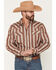 Image #1 - Gibson Trading Co Men's Cruise Control Stripe Print Long Sleeve Snap Western Shirt, Brown, hi-res