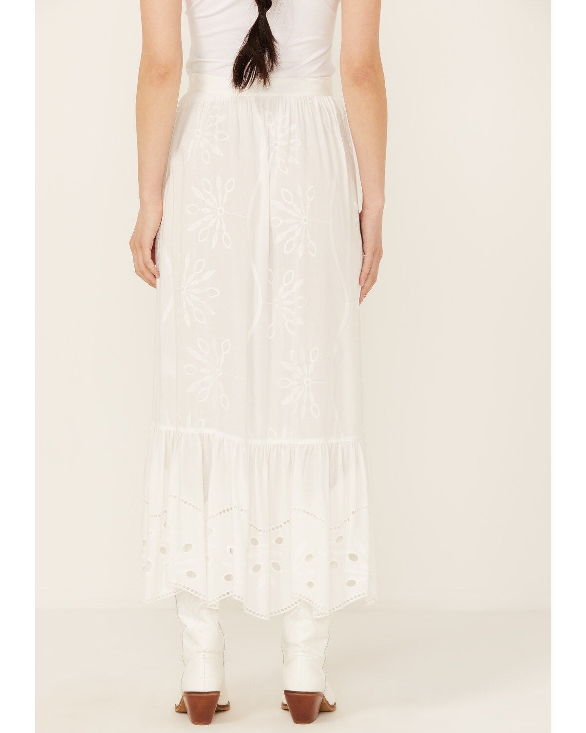 Image #4 - Beyond The Radar Women's Eyelet Midi Skirt, White, hi-res
