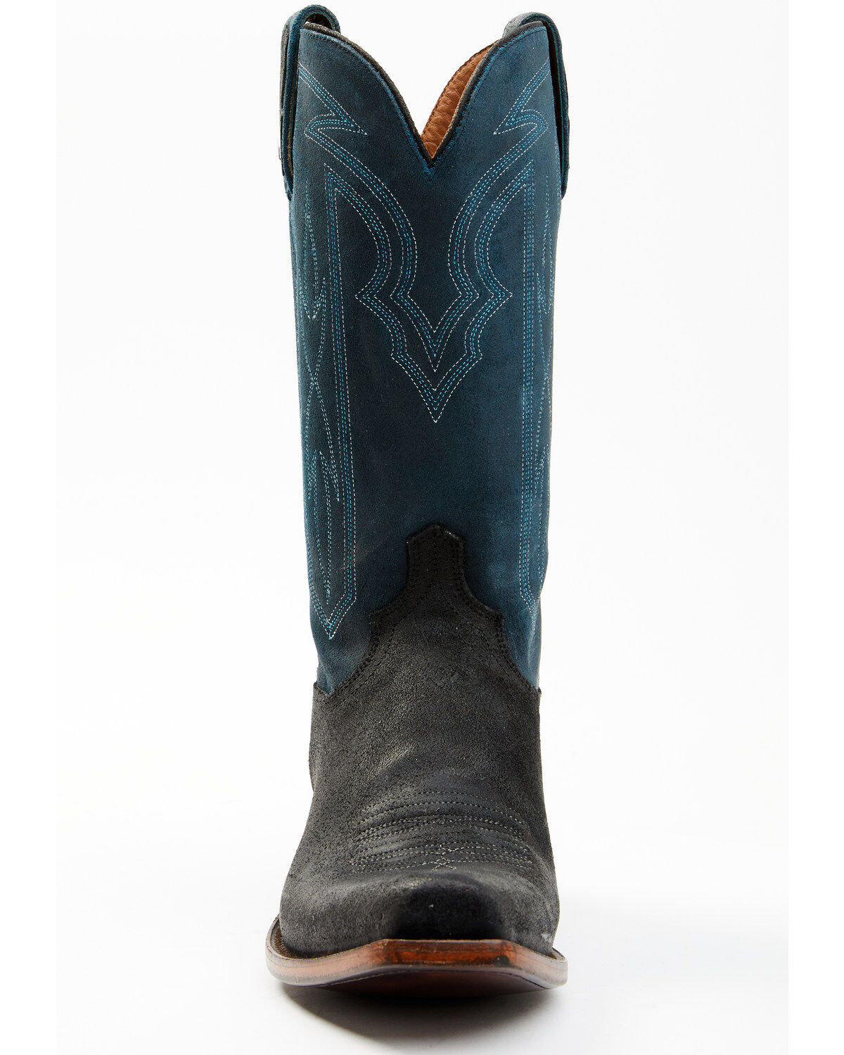 Image #4 - Lucchese Men's Two-Tone Roughout Western Boots - Square Toe, Black, hi-res