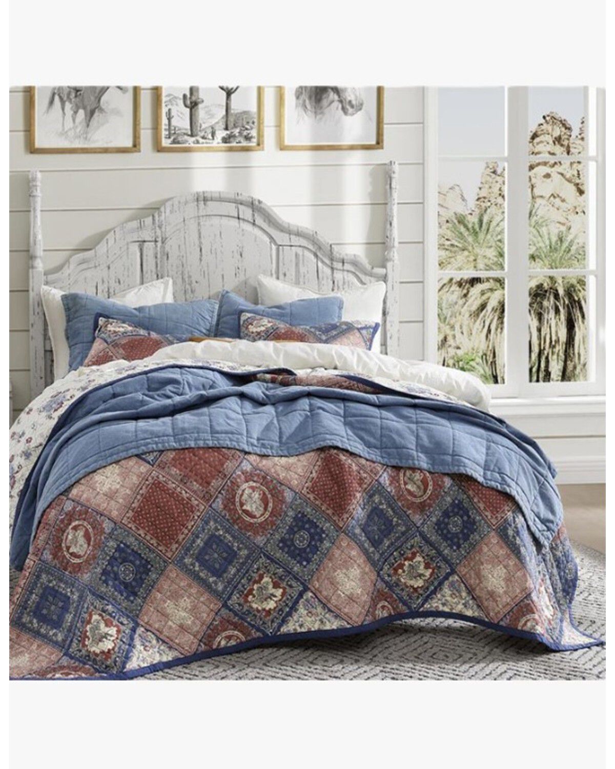 HiEnd Accents Patchwork Bandana Reversible King Size Quilt Set - 3 Piece, Multi, hi-res