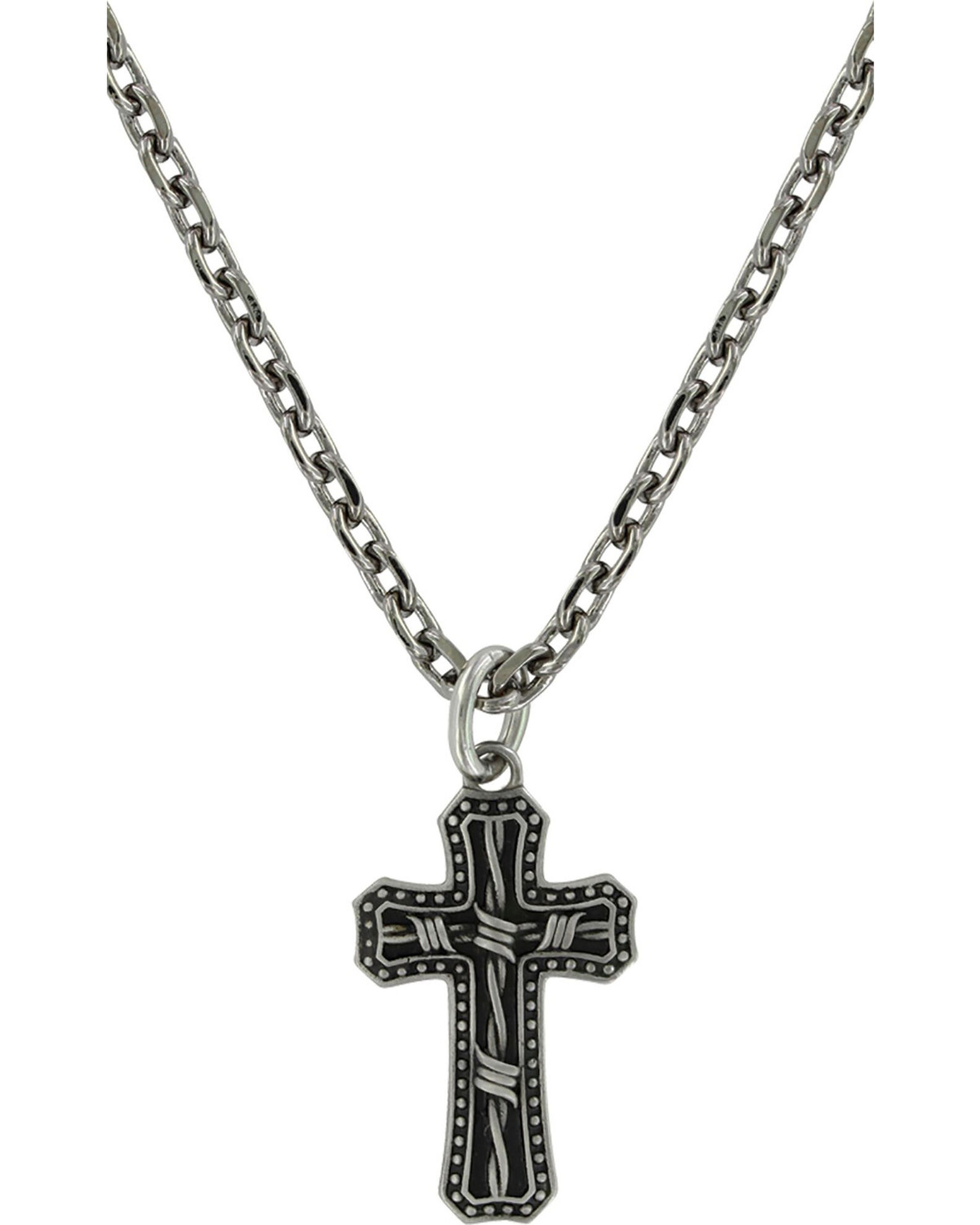 Montana Silversmiths Men's Barbed Wire Cross Necklace