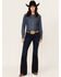 Image #1 - Cinch Women's Lynden Dark Wash Mid Rise Trouser Stretch Denim Jeans, Indigo, hi-res