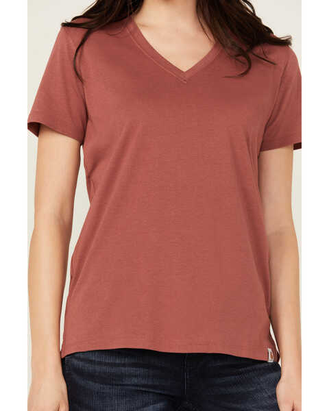Image #3 - Carhartt Women's Relaxed Fit Lightweight Short Sleeve V Neck T-Shirt, Maroon, hi-res