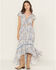 Image #1 - Beyond The Radar Women's Paisley Print Short Sleeve High-Low Dress, Blue, hi-res