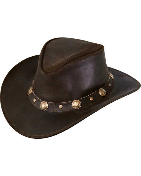 Image #1 - Outback Trading Co. Men's Rawhide Leather Hat, Chocolate, hi-res