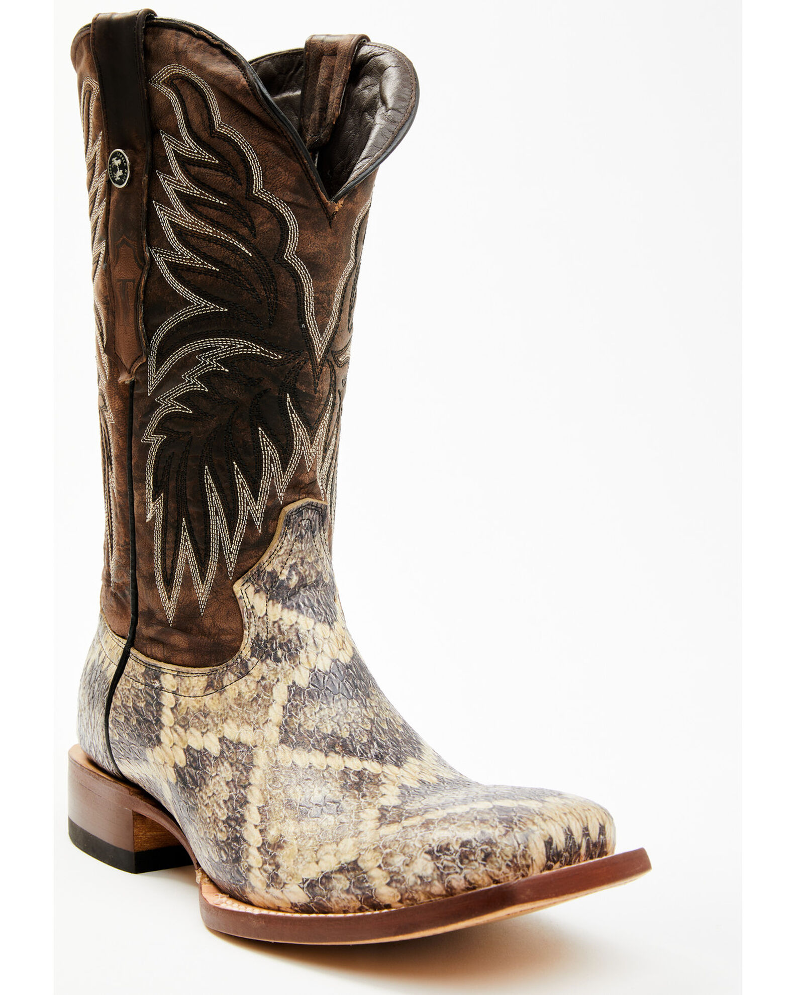 Tanner Mark Men s Rattlesnake Print Western Boots Broad Square Toe Boot Barn