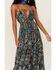 Flying Tomato Women's Floral Print Side Slit Sleeveless Maxi Dress, Teal, hi-res