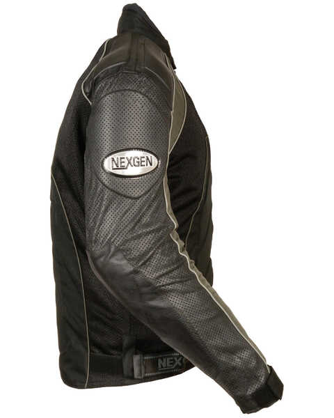 Image #2 - Milwaukee Leather Men's Combo Leather Textile Mesh Racer Jacket - 3X, Dark Grey, hi-res