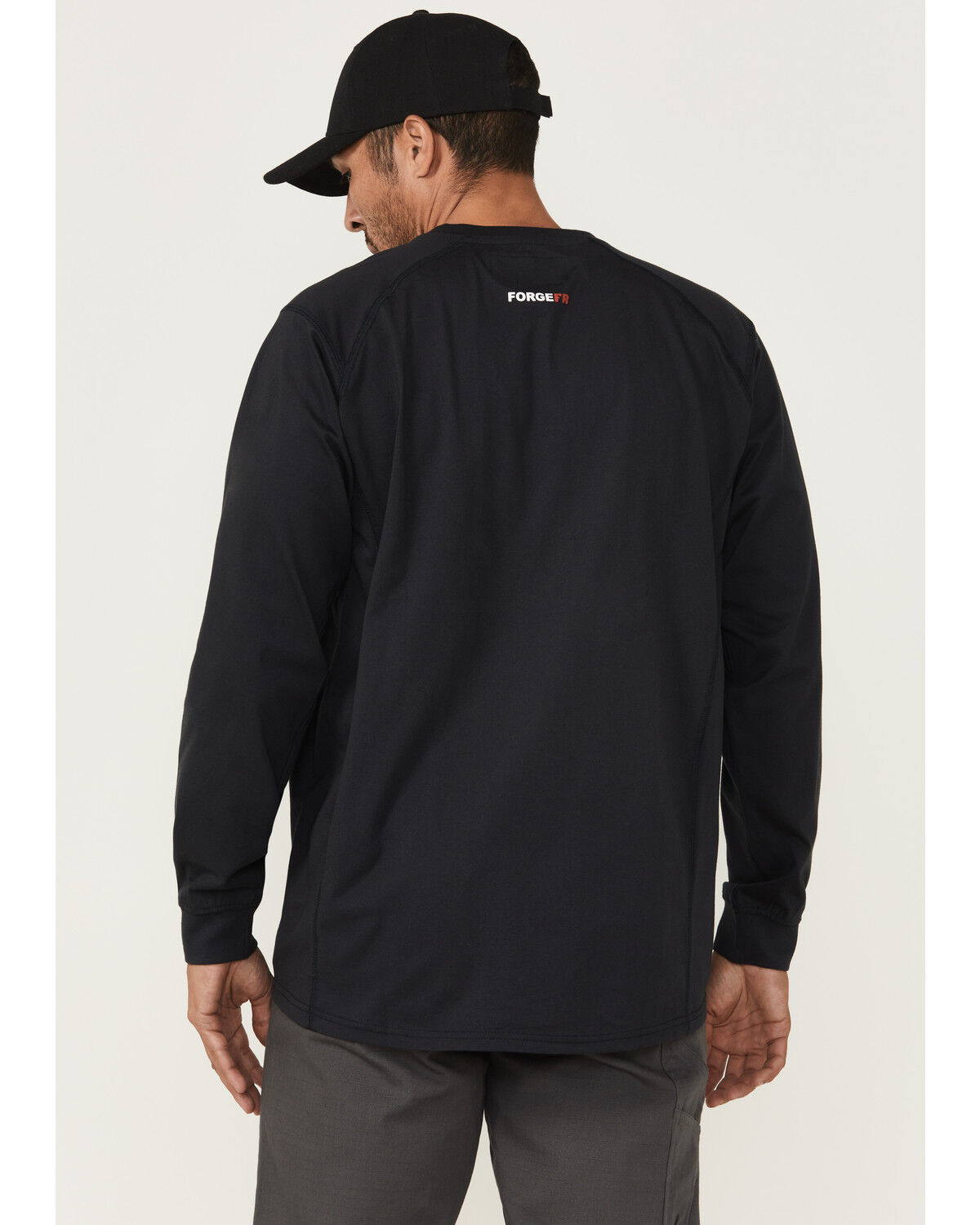 Image #4 - Forge Workwear Men's FR Solid Lightweight Long Sleeve Work Shirt, Navy, hi-res