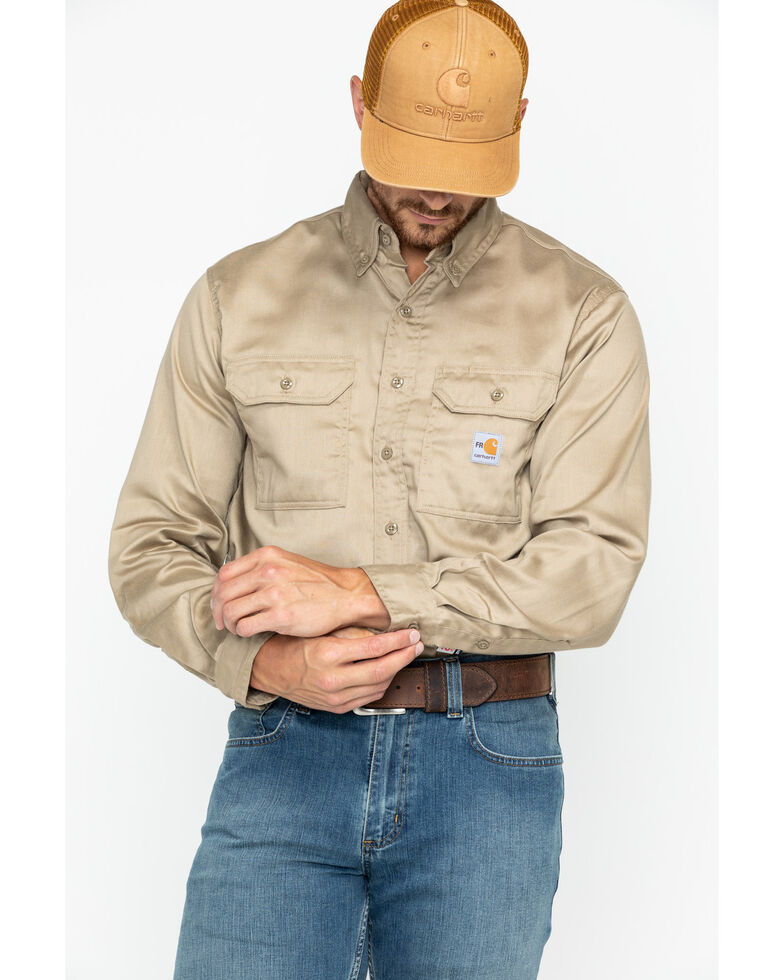 Carhartt Men's Flame Resistant Solid Twill Long Sleeve Work Shirt