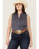 Image #1 - Roper Women's Amarillo Poplin Sleeveless Snap Western Shirt - Plus, Navy, hi-res