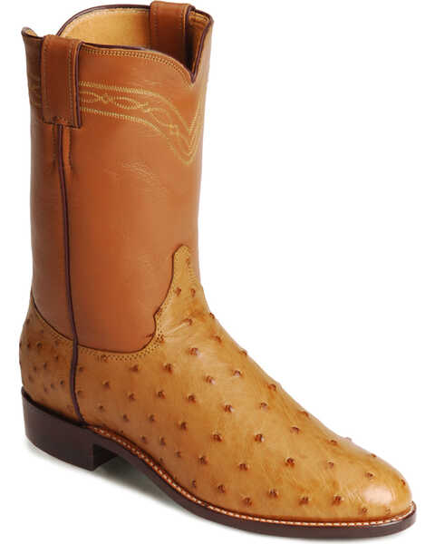 Image #1 - Justin Full Quill Ostrich Roper Boots - Medium Toe, , hi-res