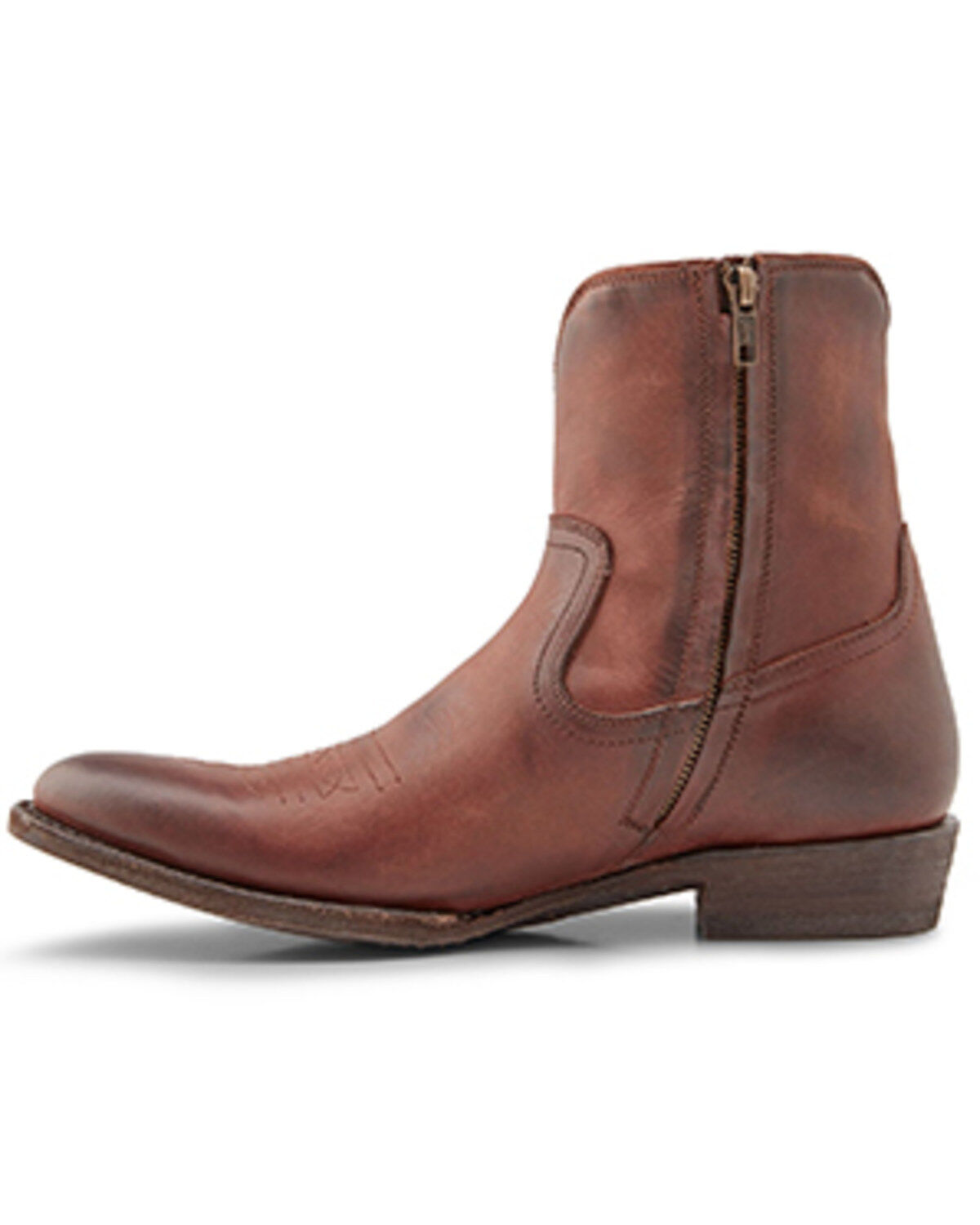 Image #3 - Frye Men's Austin Inside Zip Ankle Boots - Round Toe, Cognac, hi-res