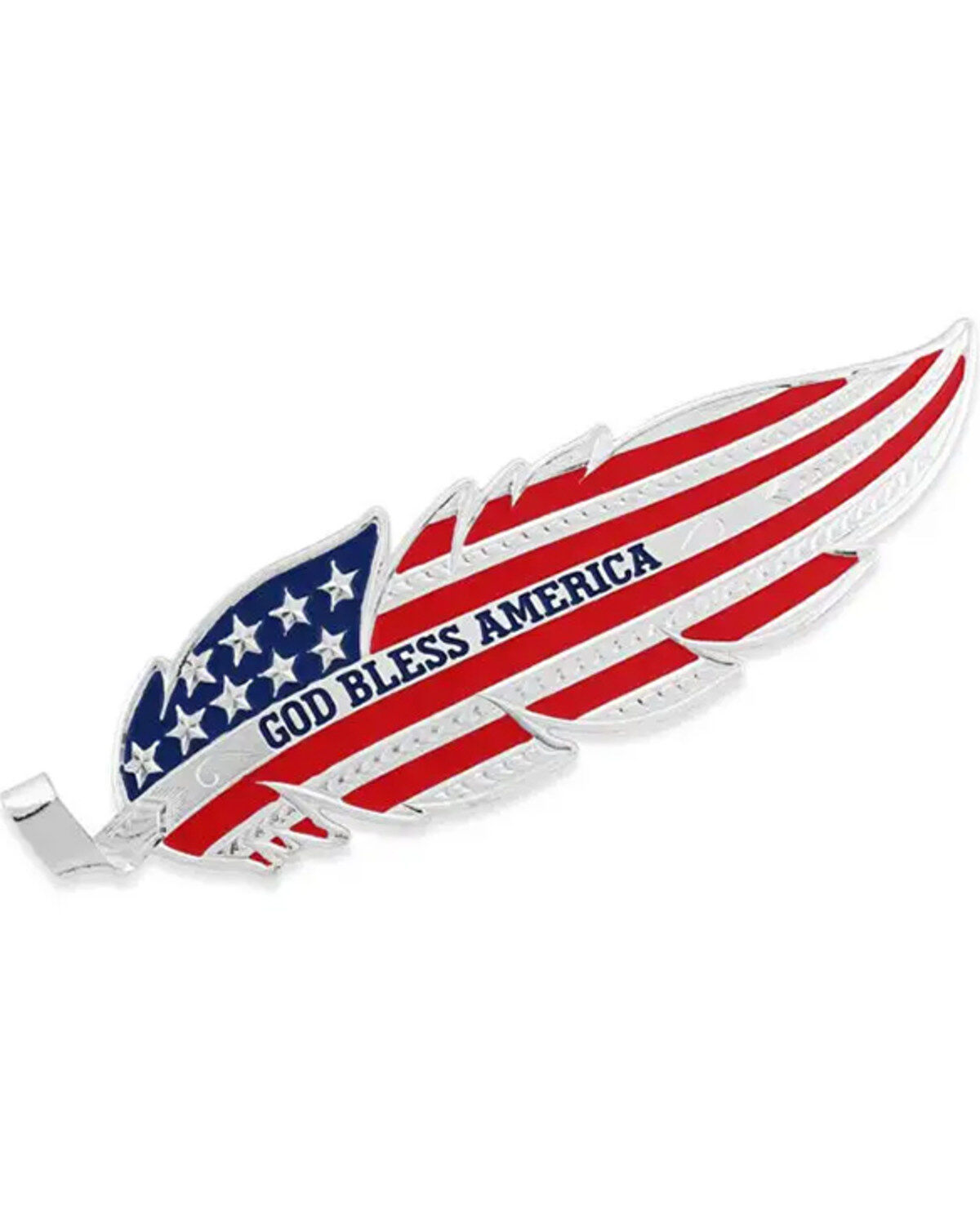 Image #1 - Montana Silversmiths USA Flag Hat Feather, Silver, hi-res
