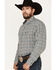 Image #2 - George Strait By Wrangler Men's Plaid Print Button Down Shirt, Navy, hi-res