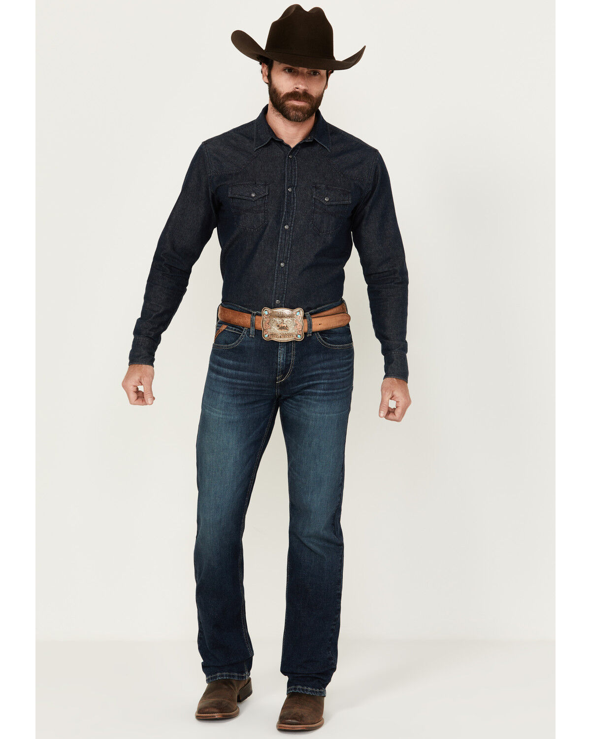 Product Name:  Ariat Men's M8 Carlos Miles Medium Wash Modern Slim Stretch Denim Jeans
