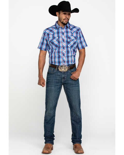 Image #5 - Wrangler Men's Black Small Plaid Fashion Snap Short Sleeve Western Shirt , , hi-res