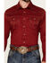 Image #3 - Wrangler Retro Men's Premium Solid Long Sleeve Snap Western Shirt, Dark Red, hi-res
