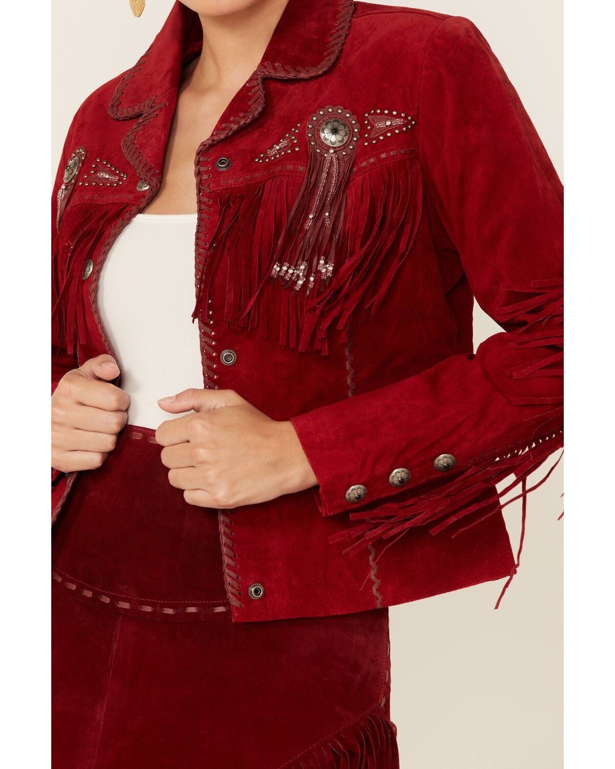 leather jacket with fringed sleeves