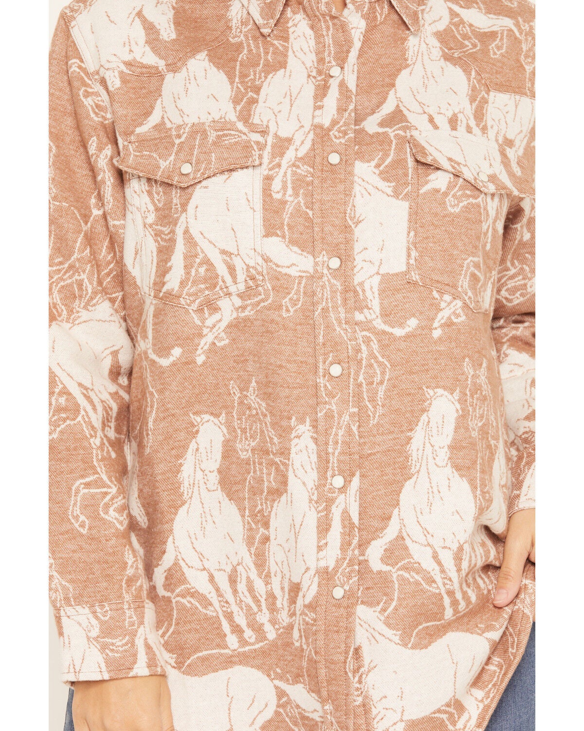 Image #3 - Wrangler Retro Women's Running Horses Long Sleeve Snap Boyfriend Shirt, Brown, hi-res