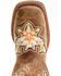 Laredo Women's Flower Inlay Western Performance Boots - Broad Square Toe, Tan, hi-res