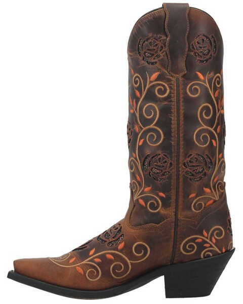 Laredo Women's Embroidered Leaf Western Performance Boots - Snip Toe, Tan, hi-res