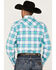 Image #4 - Rough Stock By Panhandle Men's Stretch Ombre Plaid Long Sleeve Pearl Snap Western Shirt, Aqua, hi-res