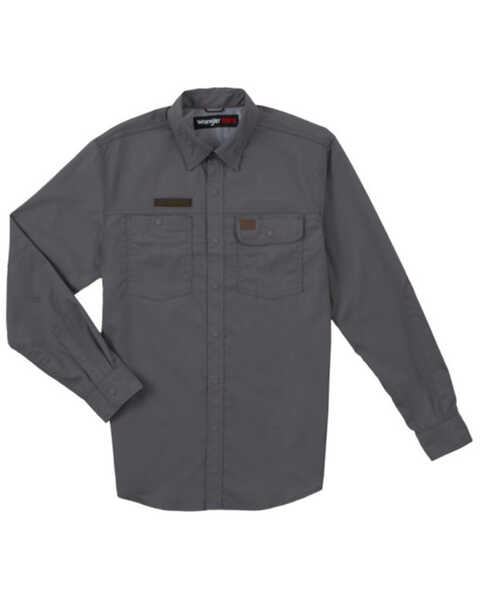 Image #1 - Wrangler Riggs Men's Solid Vented Long Sleeve Button Down Work Shirt , Grey, hi-res