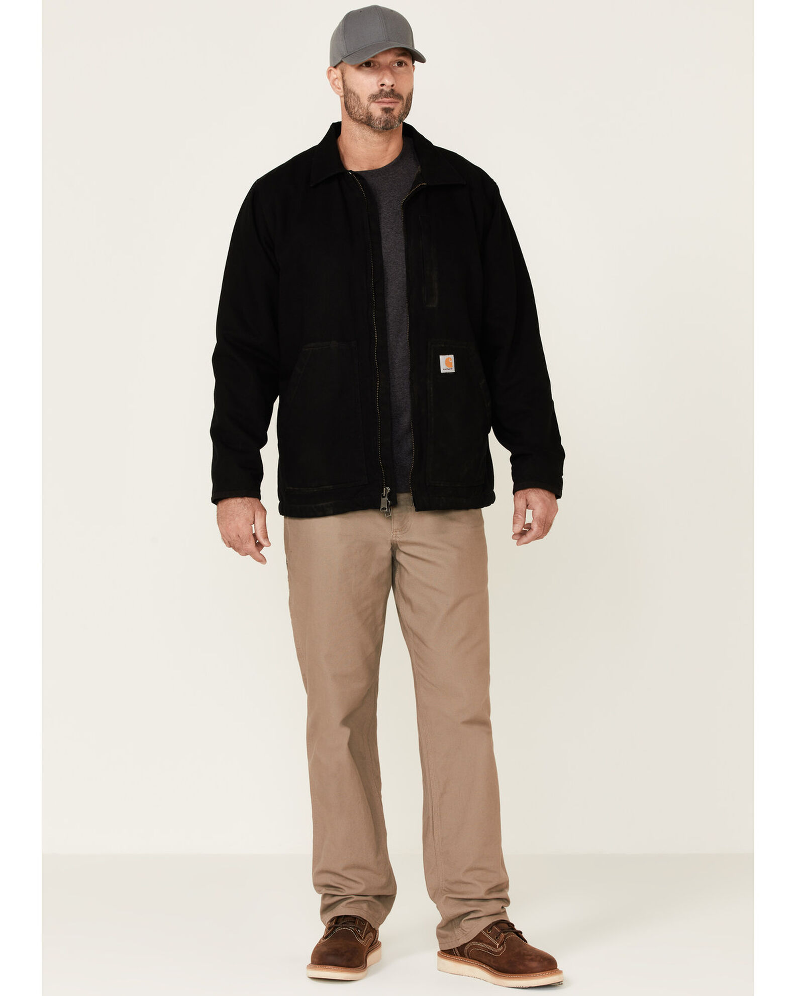 Image #2 - Carhartt Men's Duck Sherpa Lined Work Coat, Black, hi-res
