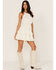 Shyanne Women's Swiss Dot Embroidered Halter Neck Dress, White, hi-res