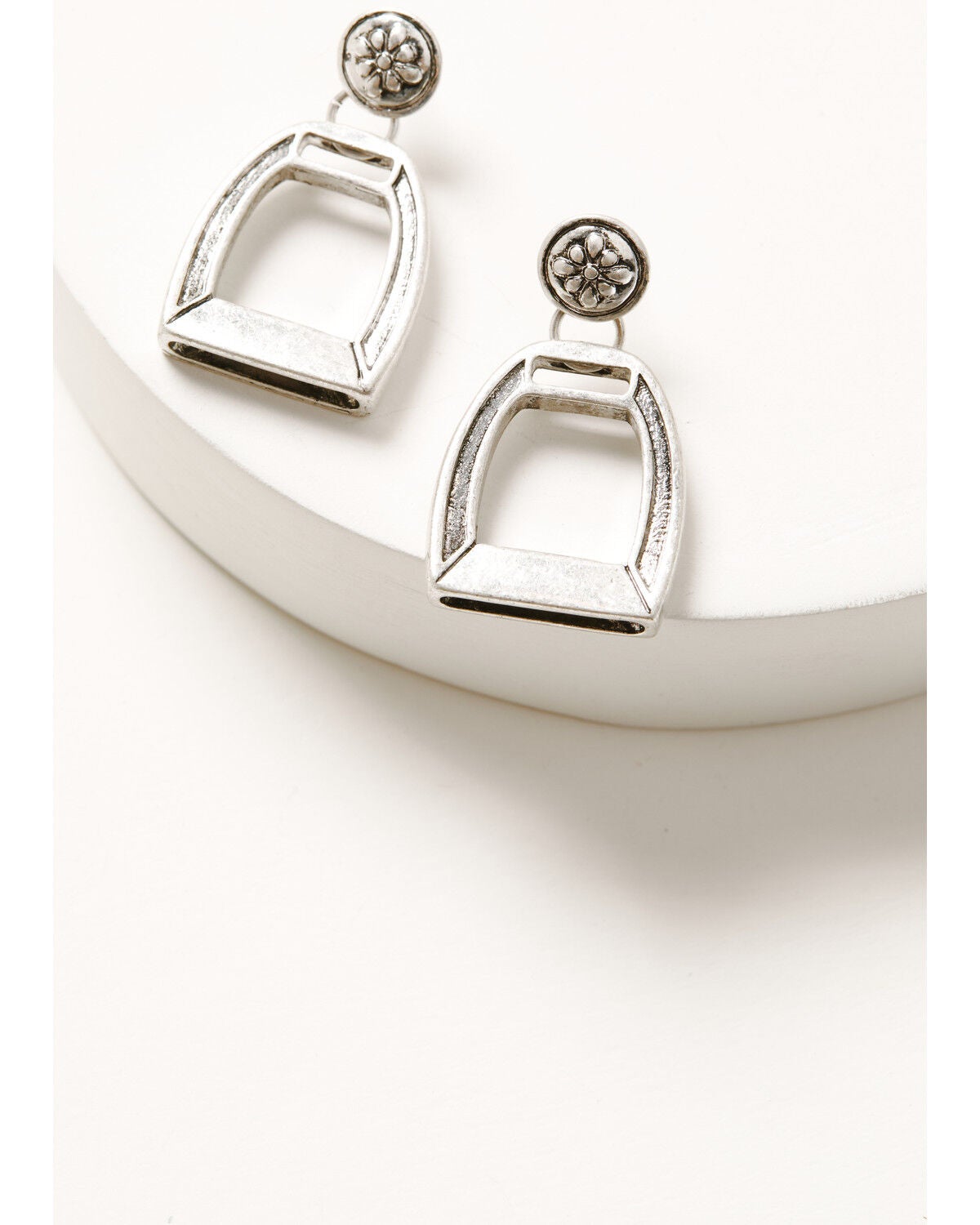 Image #2 - Lainey Wilson Women's Stirrup Drop Earrings, Silver, hi-res