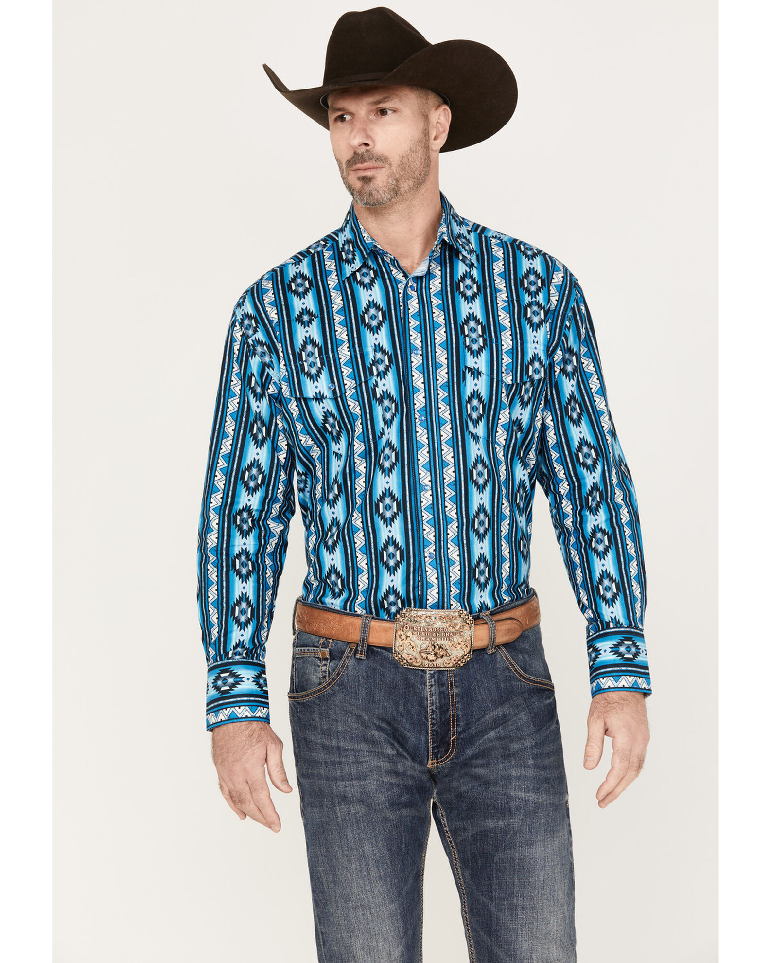 Wrangler Men's Checotah Striped Long Sleeve Snap Western Shirt | Boot Barn