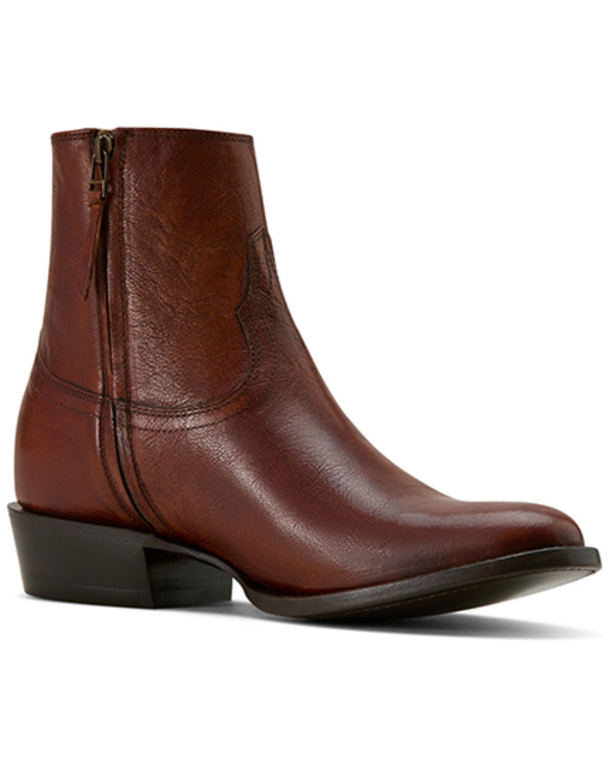 Ariat Men's Barrett Ankle Western Boots - Round Toe, Brown, hi-res