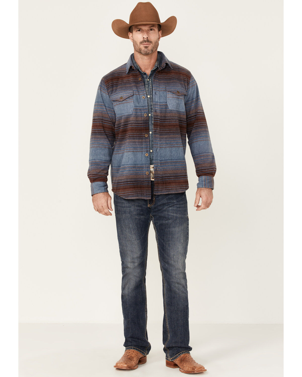 Image #2 - Gibson Men's Multi Baja Horizontal Stripe Long Sleeve Button-Down Western Shirt, Multi, hi-res