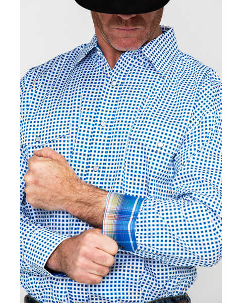 Panhandle Select Men's Poplin Geo Print Long Sleeve Western Shirt , , hi-res