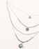 Shyanne Women's Shimmer Concho Four Tier Silver & Turquoise Necklace, Silver, hi-res