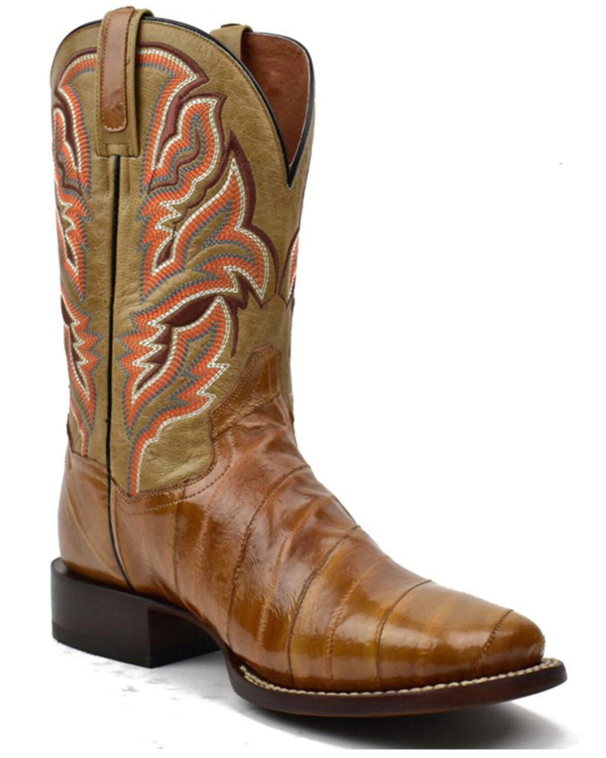 Dan Post Men's Eel Exotic Western Boots - Broad Square Toe, Brown, hi-res